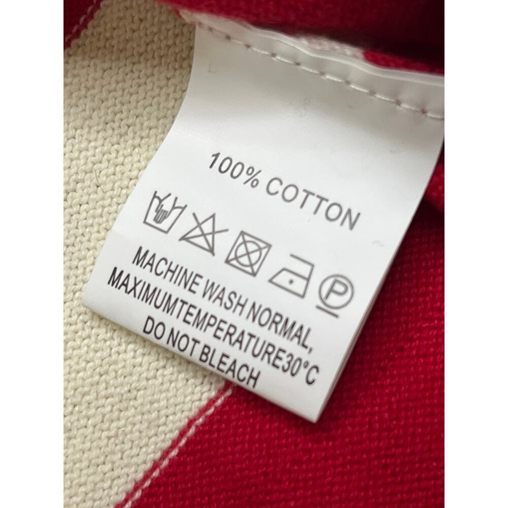NWT OXKNIT Red White Striped Sweater Sailboat Navy Bell Cuff Knit Crewneck XL - Picture 5 of 10